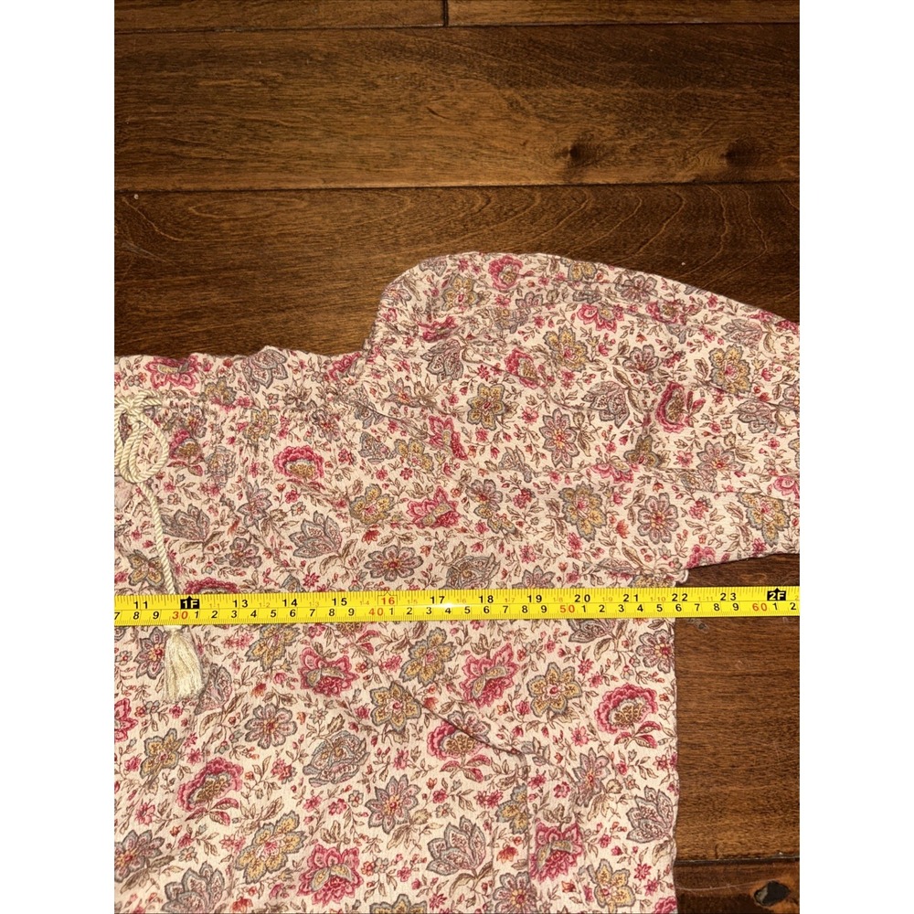Ralph Lauren Denim Supply Women Small Floral Boho Shirt Tassel Tie Blouse Top - Picture 5 of 6